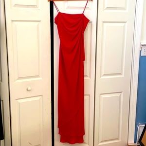 Beautiful long red dress.